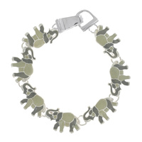 ELEPHANT ENAMEL MAGNETIC LINK BRACELET IN SILVER TONE METAL