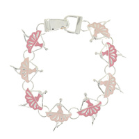 PINK BALLERINA MAGNETIC LINK ENAMEL CLASSICAL DANCE BALLET BRACELET