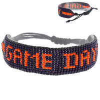 GAME DAY SEED BEAD HANDMADE BEADED SLIDING KNOT PARACORD ADJUSTABLE BRACELET