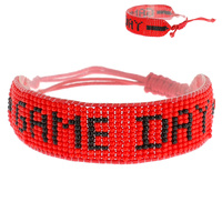 GAME DAY SEED BEAD HANDMADE BEADED SLIDING KNOT PARACORD ADJUSTABLE BRACELET