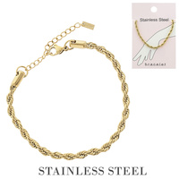 ROPE CHAIN ADJUSTABLE BRACELET IN GOLD AND SILVER TONE STAINLESS STEEL
