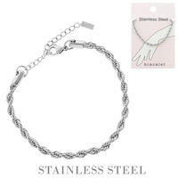 ROPE CHAIN ADJUSTABLE BRACELET IN GOLD AND SILVER TONE STAINLESS STEEL