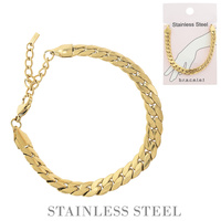 CUBAN CURB CHAIN LINK ADJUSTABLE BRACELET IN GOLD AND SILVER TONE STAINLESS STEEL