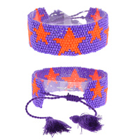 HANDMADE BEADED STAR PATTERN ADJUSTABLE TASSEL PULL CORD BRACELET