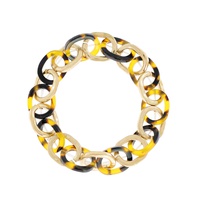 METAL AND ACRYLIC PAPERCLIP LINK CHAIN STRETCH BRACELET