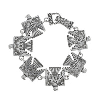 THUNDERBIRD WESTERN NATIVE AMERICAN MAGNETIC SNAP LOCK CLOSURE BRACELET IN SILVER TONE OXIDIZED METAL