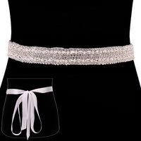 FABRIC WEDDING BELT W/ RHINESTONE