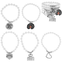 BLACK GIRL MAGIC, MELANIN POPPIN STACKABLE LAYERING STRETCH MULTI CHARM BEADED BRACELET SET