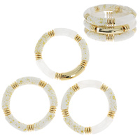 3-PIECE ACRYLIC SPECKLED BAMBOO TUBE STACKABLE BANGLE BRACELET SET