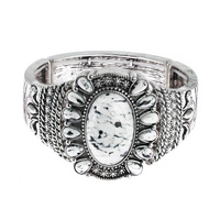 WESTERN TURQUOISE SEMI STONE CONCHO STRETCH BRACELET