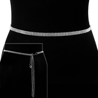 3 LINE RHINESTONE WEDDING CHAIN BELT