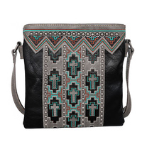 SOUTHWESTERN CROSS DESIGN EMBROIDERED CROSSBODY BAG
