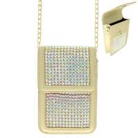 RHINESTONE CELL PHONE BAG WITH CHAIN STRAP