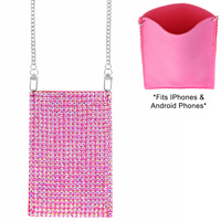 SPARKING RHINESTONE CROSSBODY CELL PHONE BAG WITH CHAIN STRAP