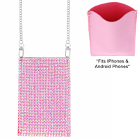 SPARKING RHINESTONE CROSSBODY CELL PHONE BAG WITH CHAIN STRAP