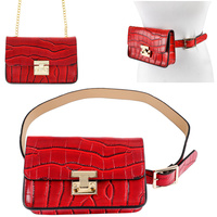 ALLIGATOR CROCODILE PATTERN BELT FANNY PACK WITH REMOVABLE BELT AND CHAIN STRAP FASHION WAIST POUCH BELT BAG