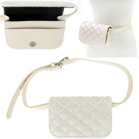 FASHION GEM STONE QUILTED BELT FANNY PACK WITH BELT