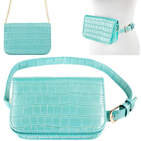 ALLIGATOR CROCODILE PATTERN BELT FANNY PACK WITH REMOVABLE BELT AND CHAIN STRAP FASHION WAIST POUCH BELT BAG