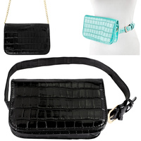 ALLIGATOR CROCODILE PATTERN BELT FANNY PACK WITH REMOVABLE BELT AND CHAIN STRAP FASHION WAIST POUCH BELT BAG