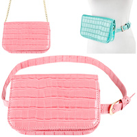 ALLIGATOR CROCODILE PATTERN BELT FANNY PACK WITH REMOVABLE BELT AND CHAIN STRAP FASHION WAIST POUCH BELT BAG