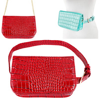 ALLIGATOR CROCODILE PATTERN BELT FANNY PACK WITH REMOVABLE BELT AND CHAIN STRAP FASHION WAIST POUCH BELT BAG