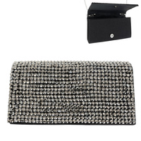 RHINESTONE COVERED FABRIC EVENING CLUTCH PURSE WITH CHAIN STRAP
