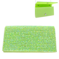 RHINESTONE COVERED FABRIC EVENING CLUTCH PURSE WITH CHAIN STRAP