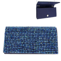 RHINESTONE COVERED FABRIC EVENING CLUTCH PURSE WITH CHAIN STRAP