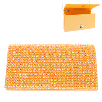 RHINESTONE COVERED FABRIC EVENING CLUTCH PURSE WITH CHAIN STRAP