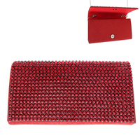 RHINESTONE COVERED FABRIC EVENING CLUTCH PURSE WITH CHAIN STRAP