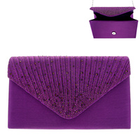 ELEGANT CRYSTAL RHINESTONE ENVELOPE CLUTCH HANDBAG WITH  CHAIN STRAP