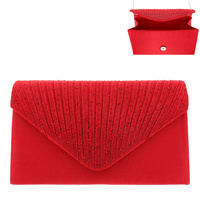 ELEGANT CRYSTAL RHINESTONE ENVELOPE CLUTCH HANDBAG WITH  CHAIN STRAP