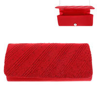 ELEGANT CRYSTAL RHINESTONE DIAGONAL SHIMMER CLUTCH HANDBAG WITH CHAIN STRAP