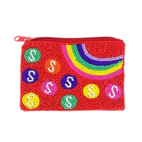 S CANDY SEED BEAD HANDMADE BEADED ZIPPER COIN BAG