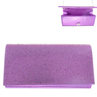 CRYSTAL RHINESTONE EVENING CLUTCH PURSE WITH METAL CHAIN STRAP