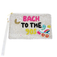 BACH TO THE 90S MULTICOLOR SEED BEAD HANDMADE BEADED BACHELORETTE ZIPPER COIN BAG WITH WRISTLET STRAP