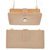 RECTANGULAR CRYSTAL RHINESTONE EVENING BAG WITH DETACHABLE CHAIN STRAP