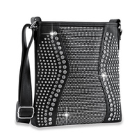 HOURGLASS PATTERN CRYSTAL RHINESTONE STUDDED TOTE BAG WITH ADJUSTABLE STRAP