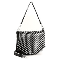 CRYSTAL RHINESTONE STUDDED MESSENGER BAG WITH DUAL REMOVABLE STRAP