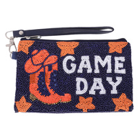 JEWELED GAME DAY BEADED WRISTLET COIN BAG