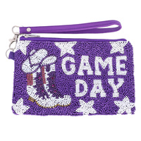 JEWELED GAME DAY BEADED WRISTLET COIN BAG