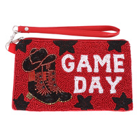 JEWELED GAME DAY BEADED WRISTLET COIN BAG