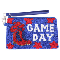 JEWELED GAME DAY BEADED WRISTLET COIN BAG