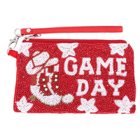 JEWELED GAME DAY BEADED WRISTLET COIN BAG