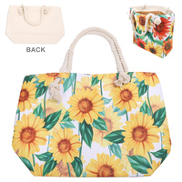 SUNFLOWER ROPE HANDLE TOTE BAG