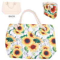 SUNFLOWER ROPE HANDLE TOTE BAG