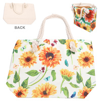SUNFLOWER ROPE HANDLE TOTE BAG