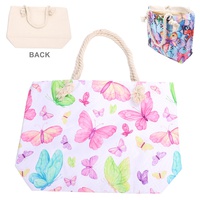 90S BUTTERFLY ROPE HANDLE CANVAS TOTE BAG