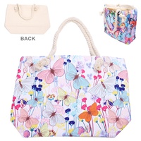 90S BUTTERFLY ROPE HANDLE CANVAS TOTE BAG