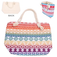 SOUTHWESTERN ROPE HANDLE CANVAS TOTE BAG